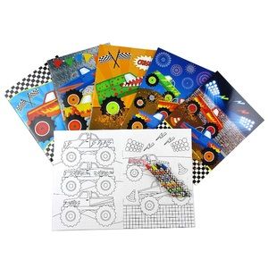 Monster Truck Coloring Book Set with 12 Pack
